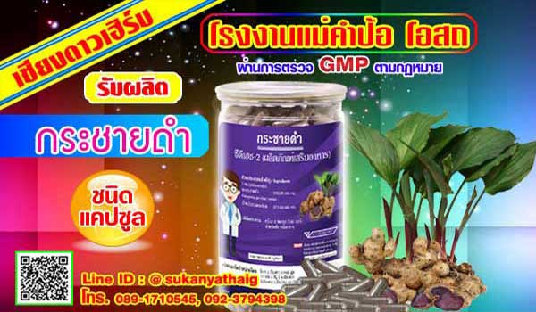 รับผลิตอาหารเสริมกระชายดำแคปซูล ฟรี(อย)