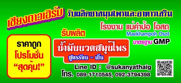 รับผลิต น้ำมันเหลือง น้ำมันคลายกล้ามเนื้อ มีสูตรเย็นและร้อนชนิดสเปร์